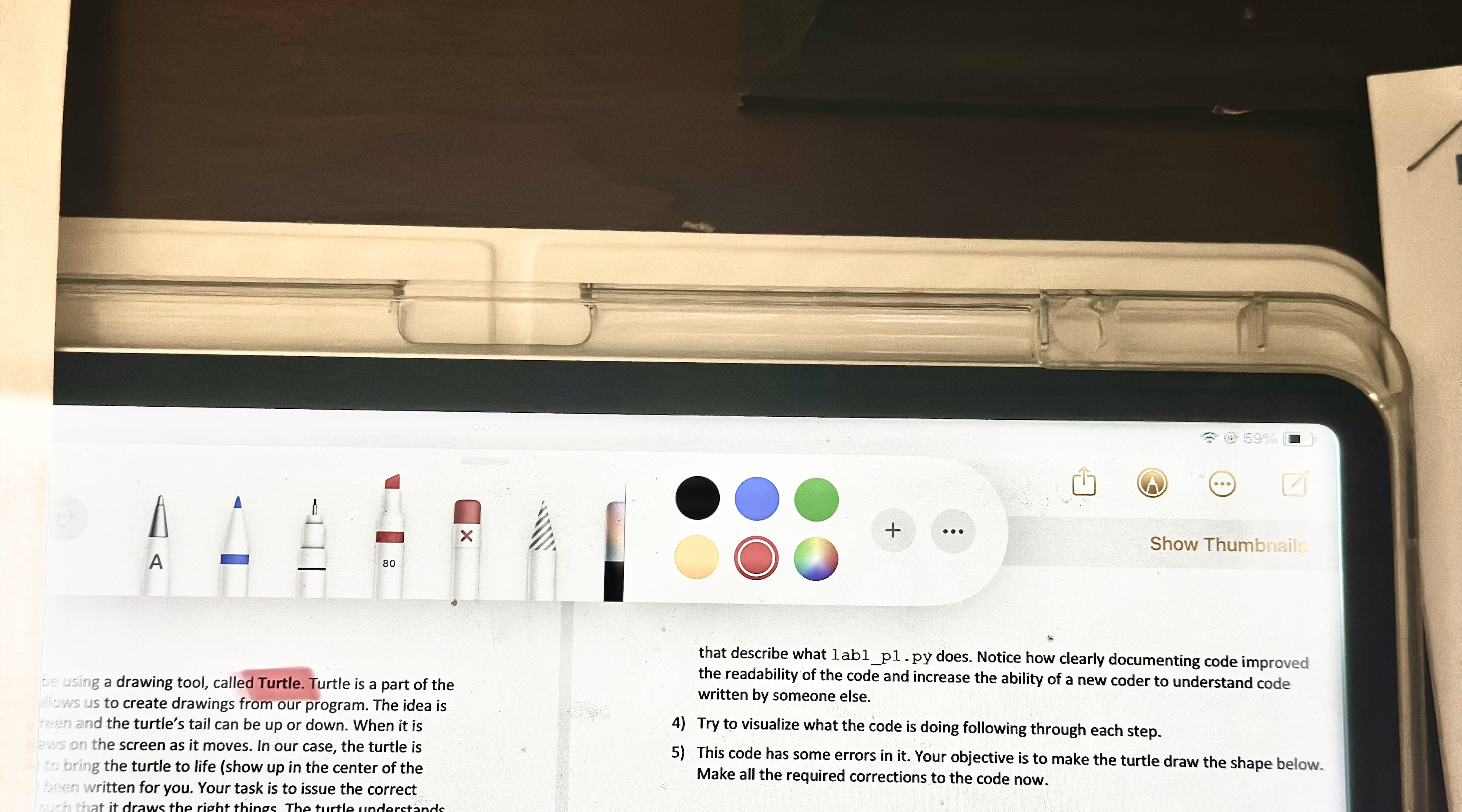 Close-up of the Apple Pencil slot on an iPad case