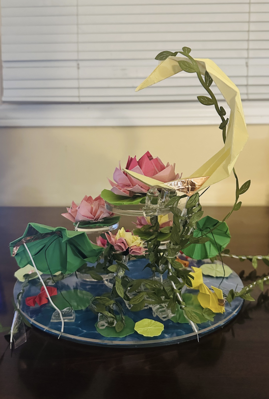 Back view of the final interactive lotus pond object.